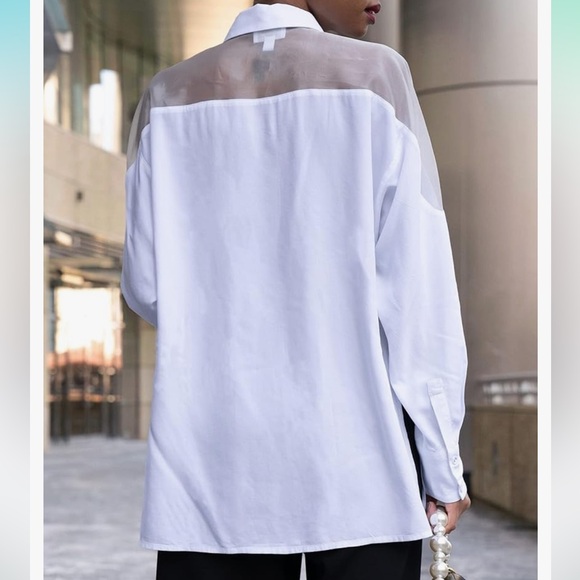 Amazon The Drop Women's White Button Up Shirt by @signedblake Size L - Picture 2 of 5